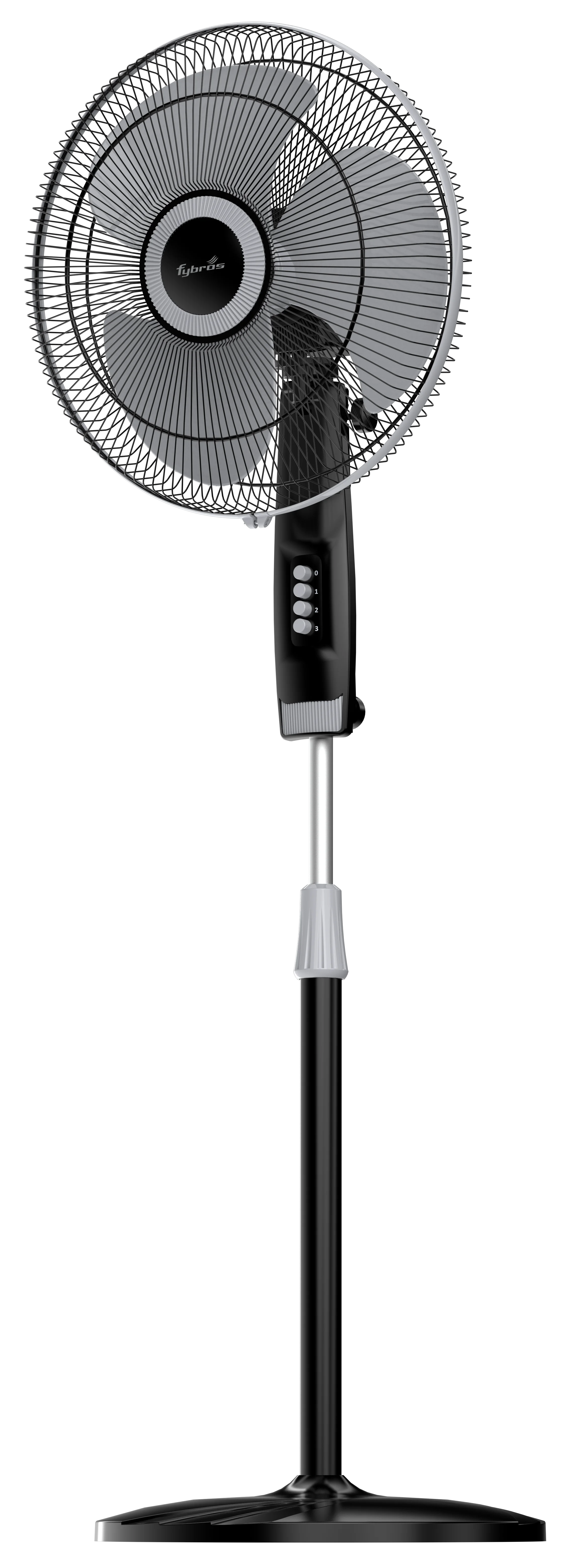 Fybros Gush Pedestal Fan with high-speed motor, aerodynamic blades, adjustable height, and rust-resistant coated guard.