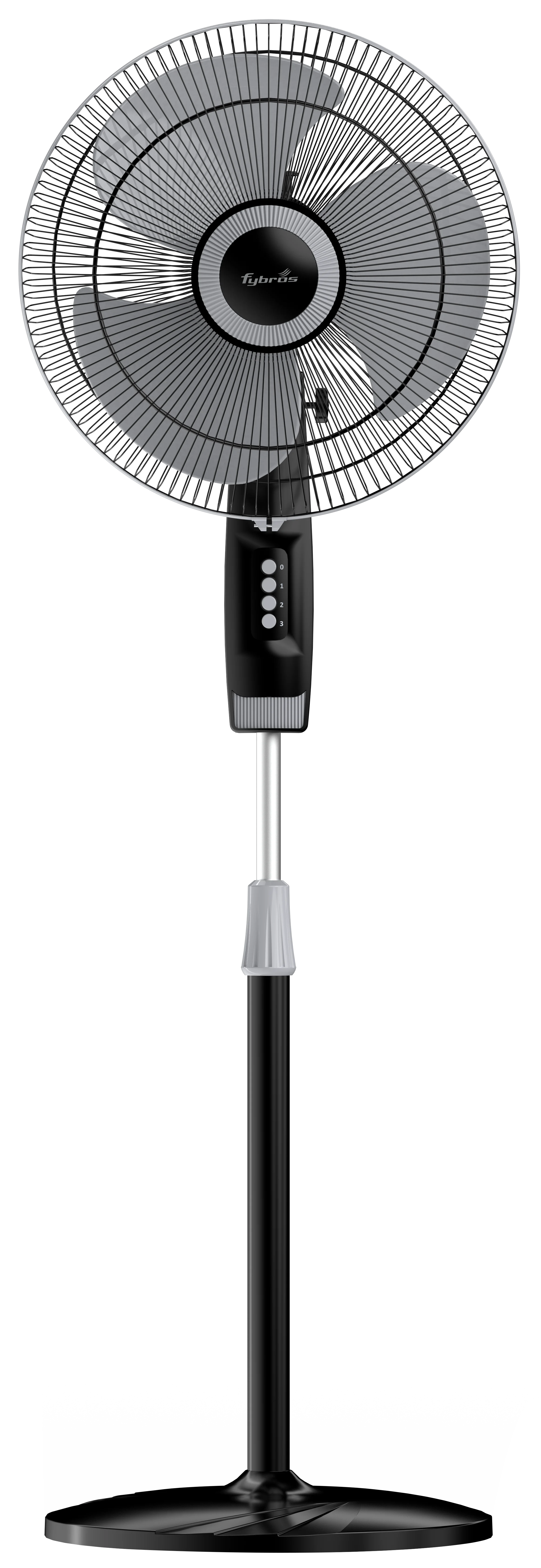 Fybros Gush Pedestal Fan with high-speed motor, aerodynamic blades, adjustable height, and rust-resistant coated guard.