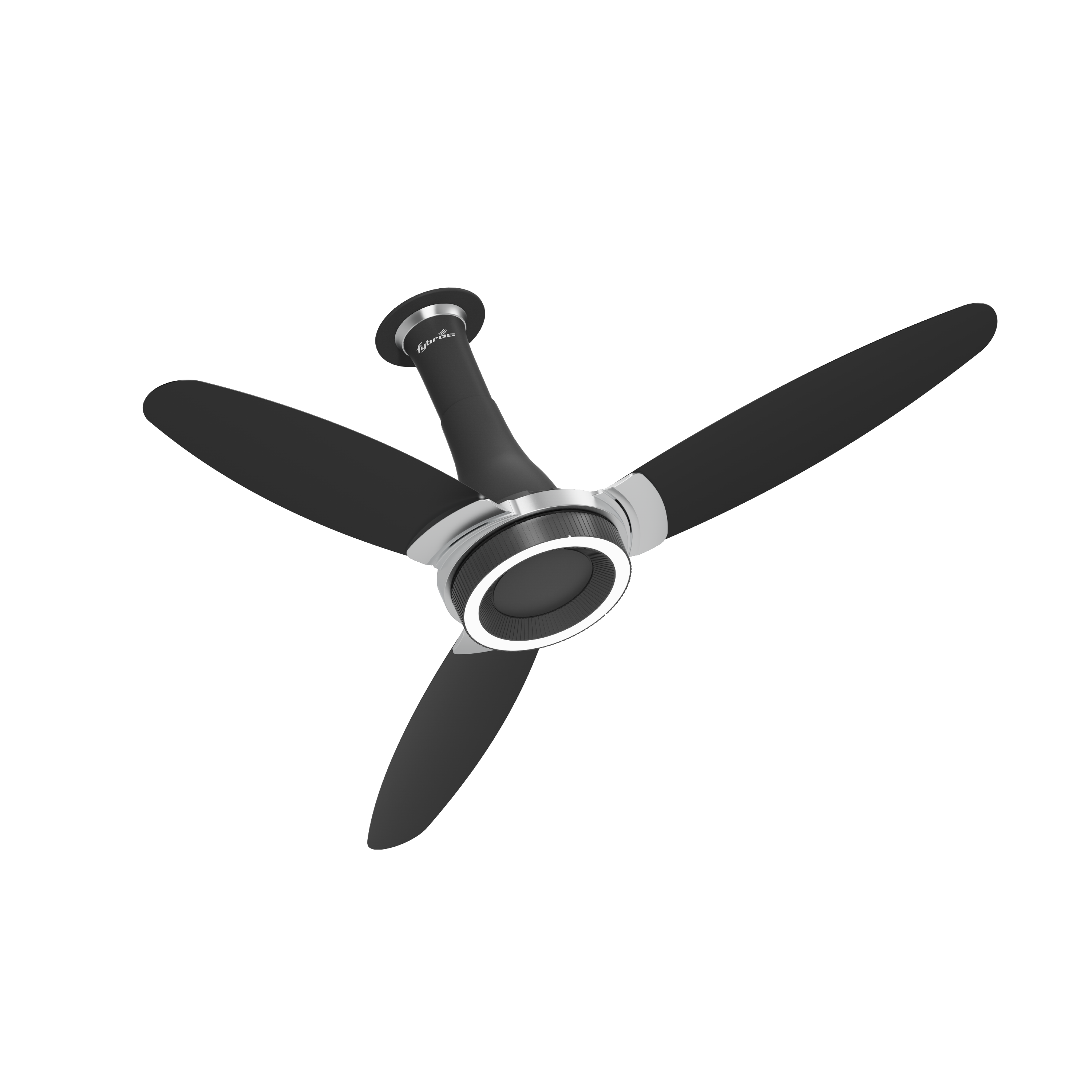F-Wave Ceiling Fan with 1200mm Sweep and Remote Control in Matte Black